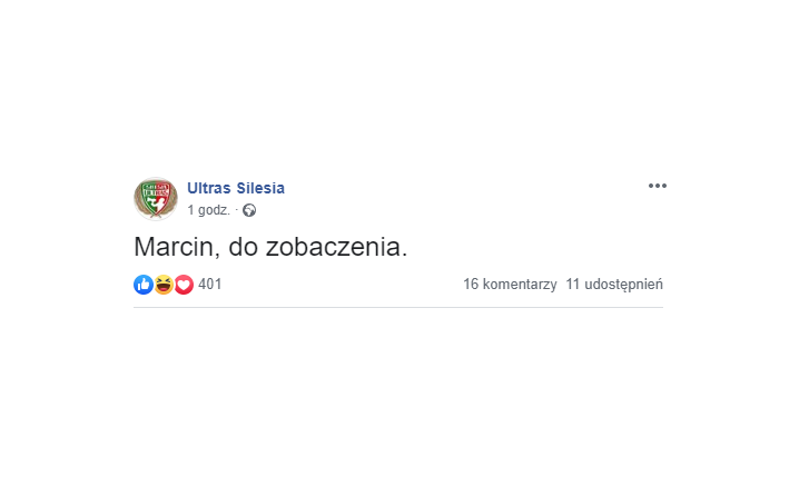 WIADOMOŚĆ Ultrasów Śląska do Marcina Robaka